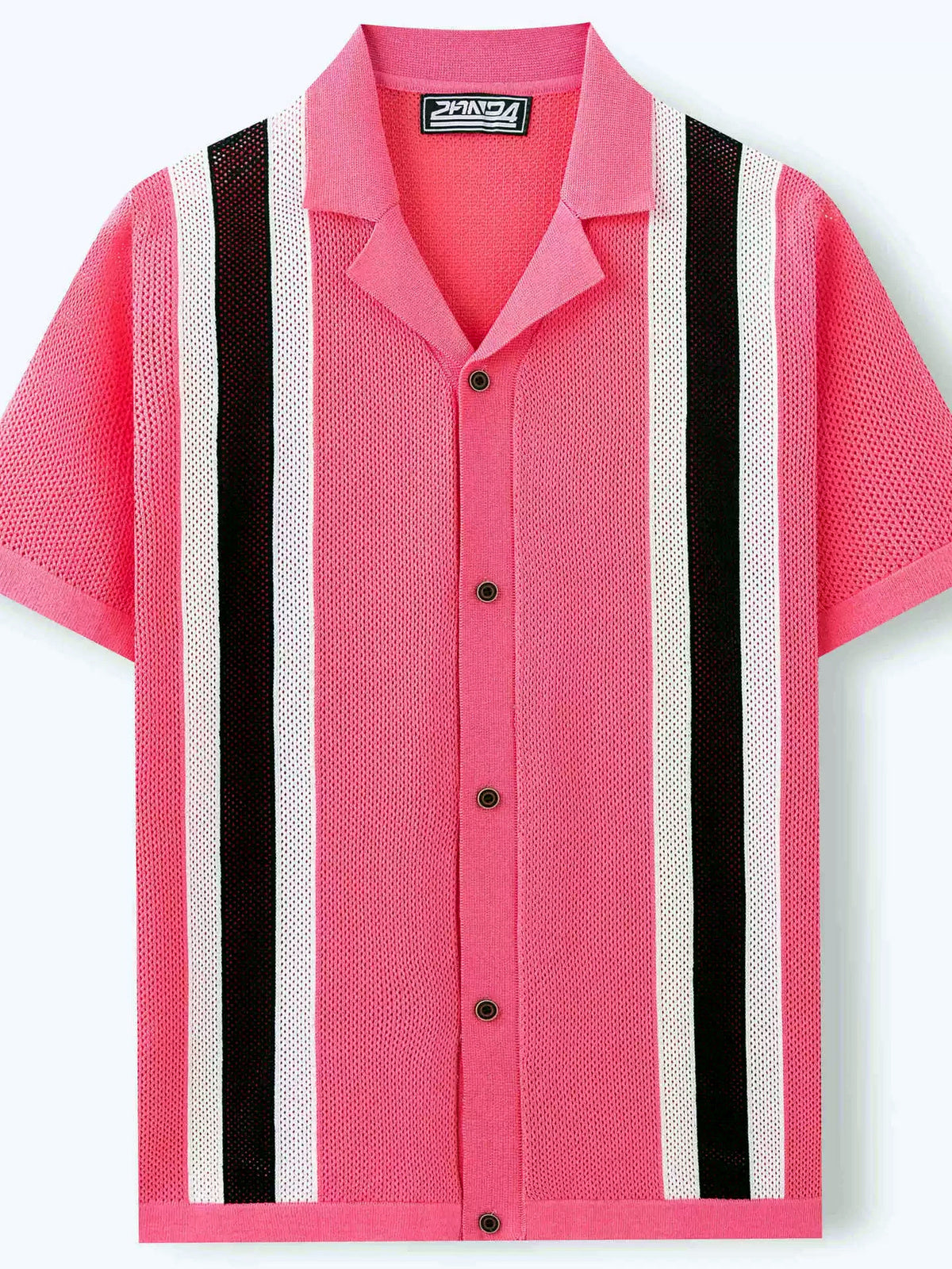 Men's Jacquard Knit Short Sleeve Polo Shirt Business Casual Summer Top - product detail view 2