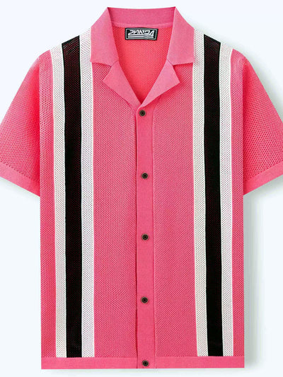 Men's Jacquard Knit Short Sleeve Polo Shirt Business Casual Summer Top - product detail view 2