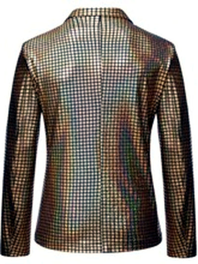 Men's Plaid Long Sleeve Blazer for Everyday Smart-Casual Wear - product detail view 3