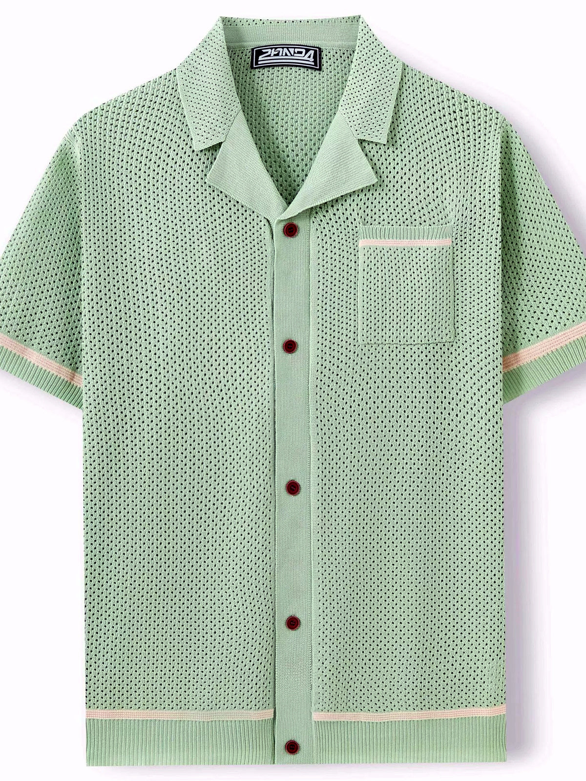 Men's Jacquard Knit Short Sleeve Polo Shirt Business Casual Summer Top - product detail view 2