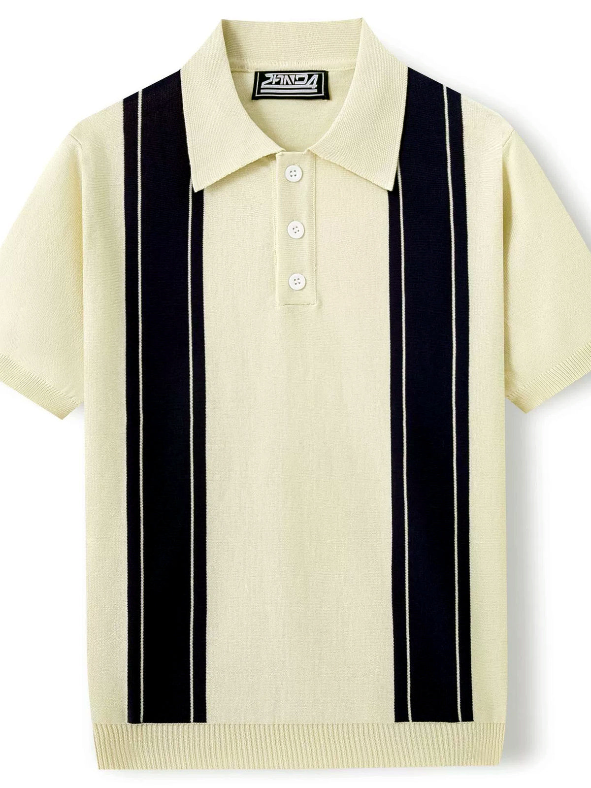 Men's Striped Jacquard Knit Short Sleeve Polo Shirt Business Casual Summer Top - product detail view 2