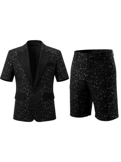 Men's Jacquard Blazer Suit Jacket One Button Party Banquet Formal Outfit