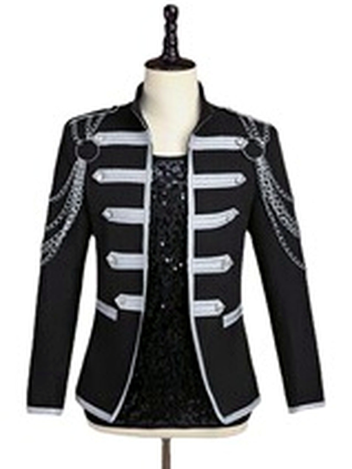 Men's Stand Collar Slim Fit Long Sleeve Blazer for Everyday Smart-Casual Wear - product detail view 4
