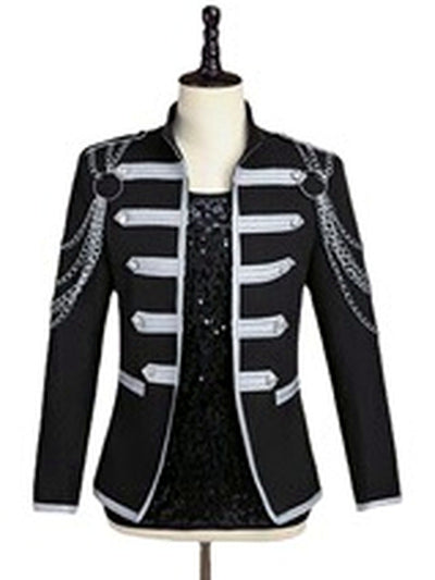 Men's Stand Collar Slim Fit Long Sleeve Blazer for Everyday Smart-Casual Wear - product detail view 4