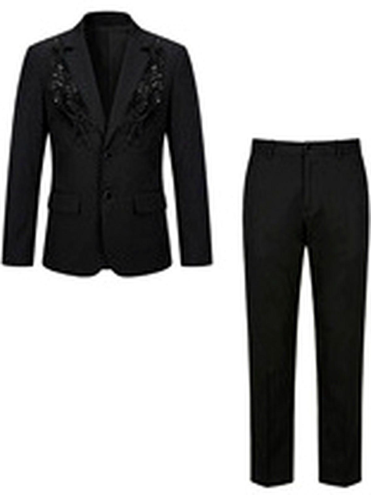 Men's Jacquard Blazer Suit Jacket One Button Party Banquet Formal Outfit - product detail view 4