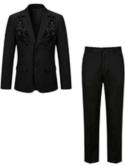 Men's Jacquard Blazer Suit Jacket One Button Party Banquet Formal Outfit - product detail view 4