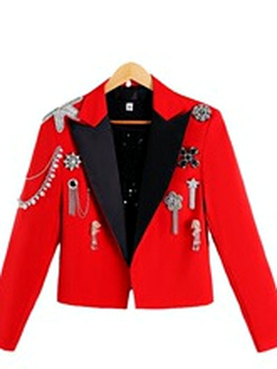 Lapel Collar Straight Fit Long Sleeve Blazer for Everyday Smart-Casual Wear - product detail view 4