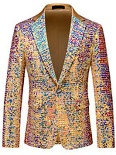 Men's Jacquard Blazer Suit Jacket One Button Party Banquet Formal Outfit - product detail view 4