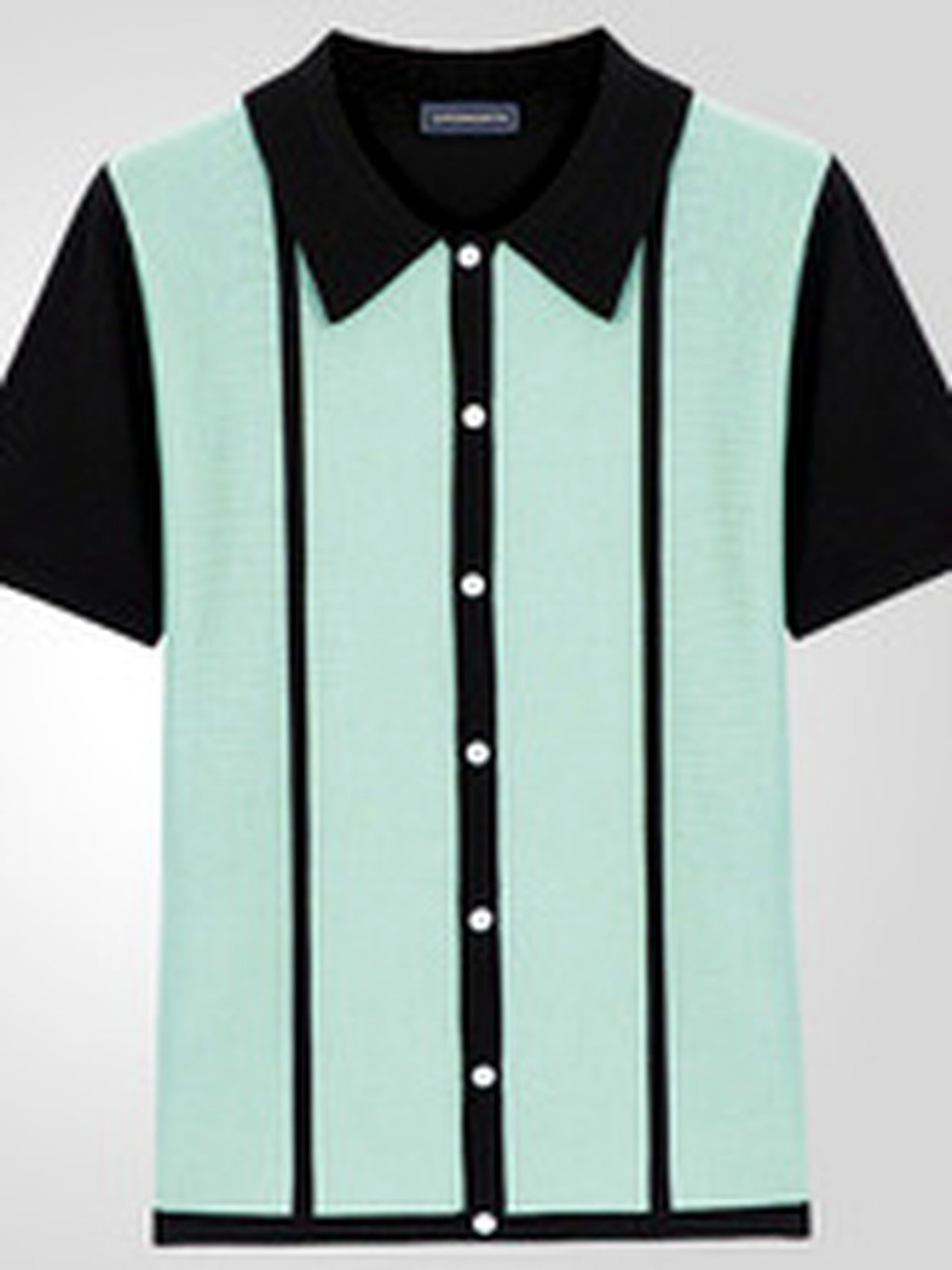 Men's Striped Jacquard Knit Short Sleeve Polo Shirt Business Casual Summer Top - product detail view 2