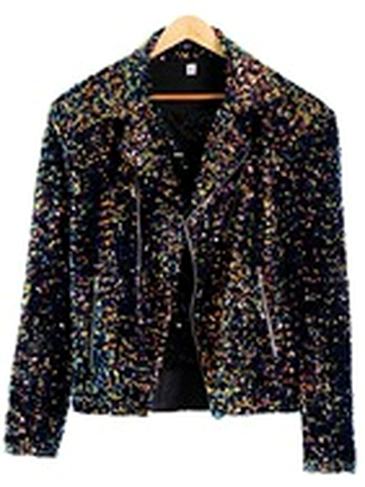Men's Lapel Collar Sequin Slim Fit Jacket for Everyday Smart-Casual Wear - product detail view 3