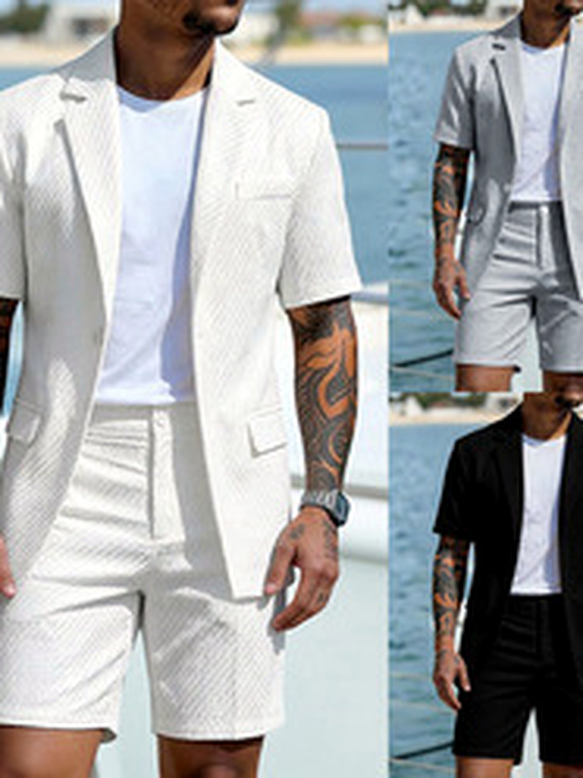 Men's Lightweight Business Blazer and Pants Set Casual Suit Outfit - product detail view 4