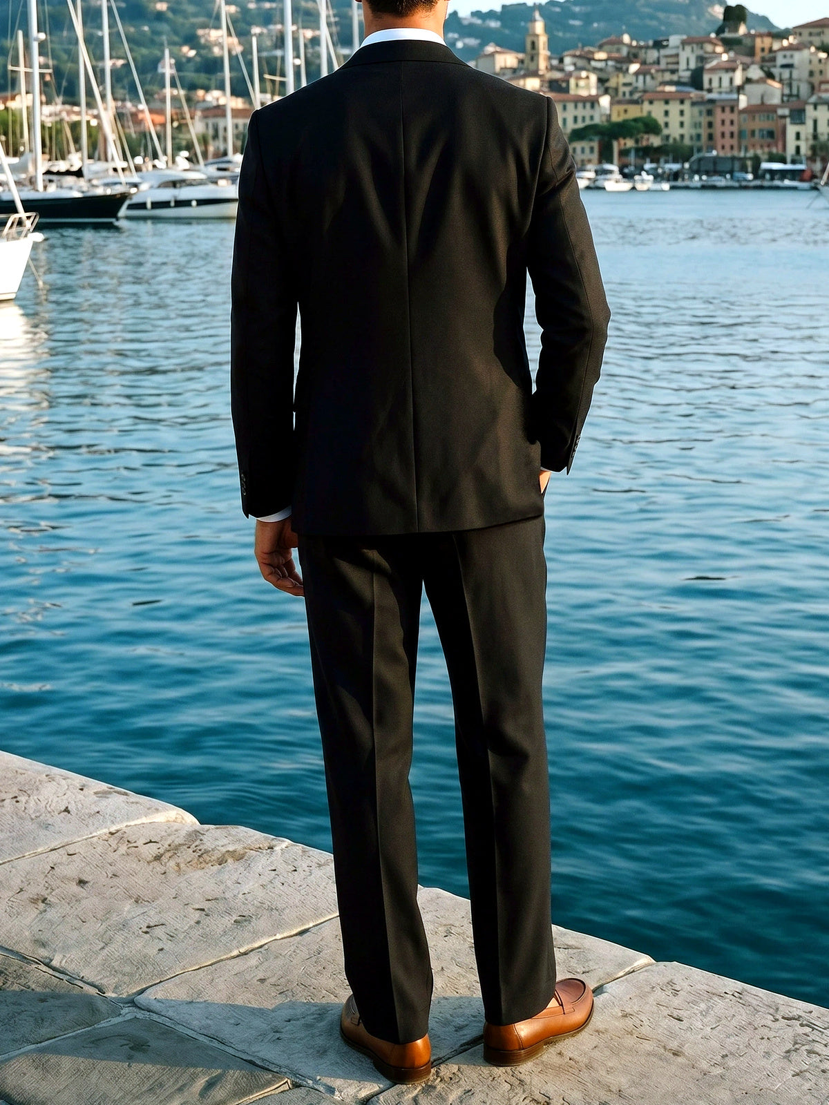 Men's Lightweight Business Blazer and Pants Set Casual Suit Outfit - product detail view 4