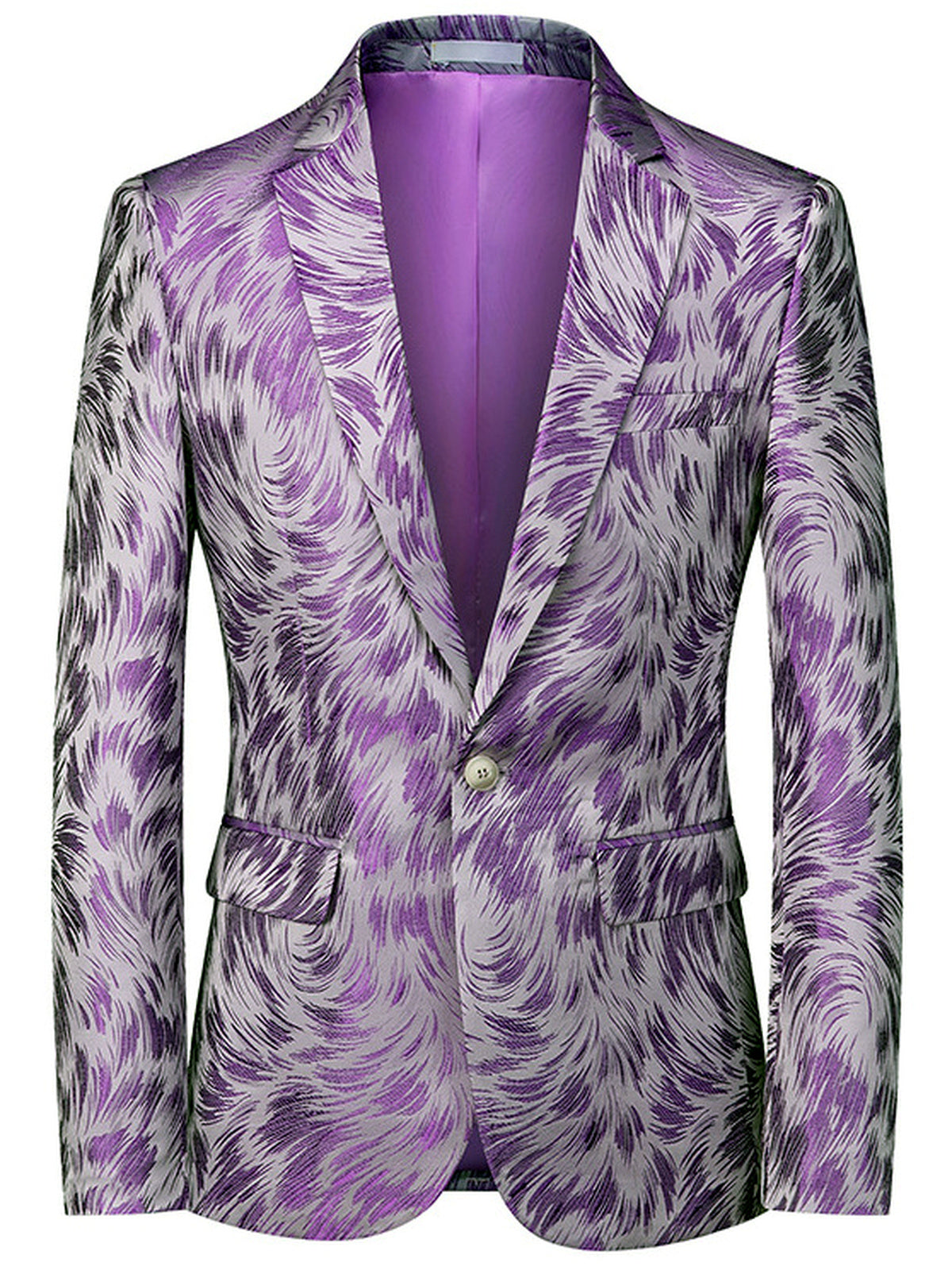 Men's Jacquard Blazer Suit Jacket One Button Party Banquet Formal Outfit - product detail view 1