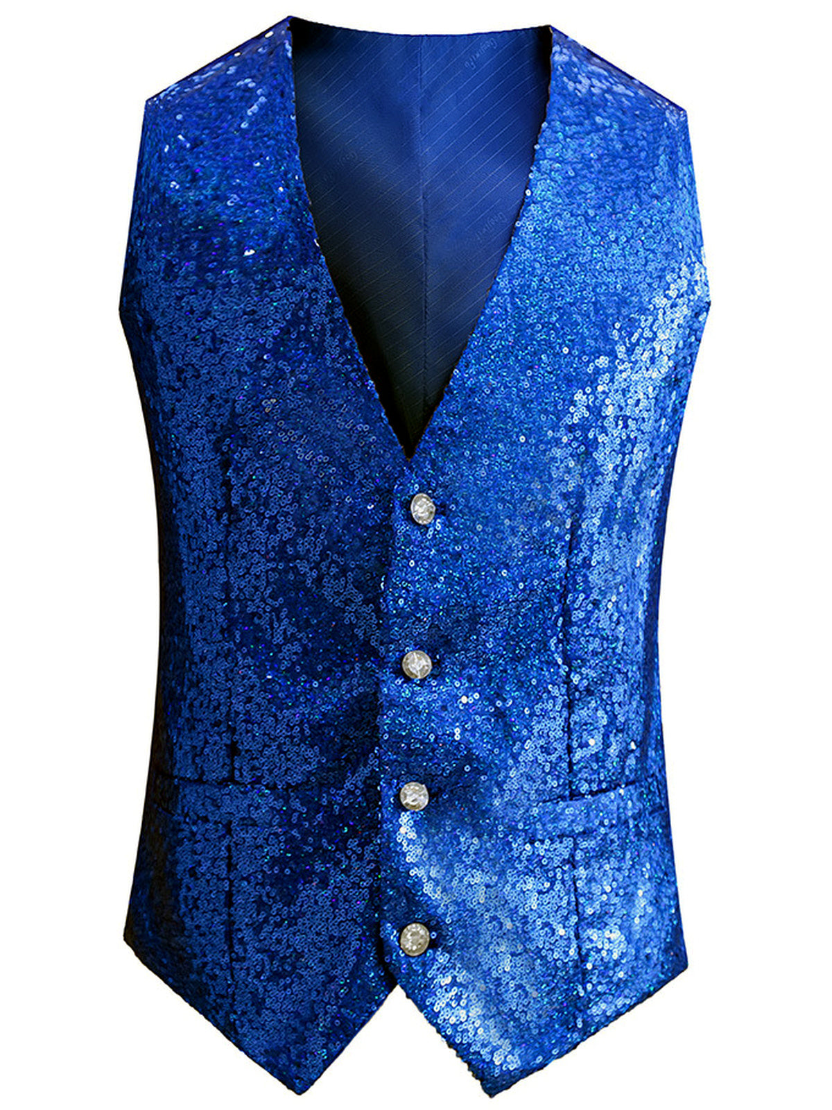 Men's Sleeveless Linen Vest Shirt Lightweight Casual Top in 【Blue】 - product view