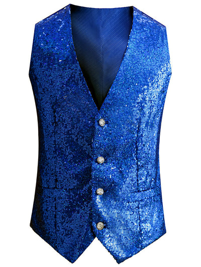 Men's Sleeveless Linen Vest Shirt Lightweight Casual Top in 【Blue】 - product view