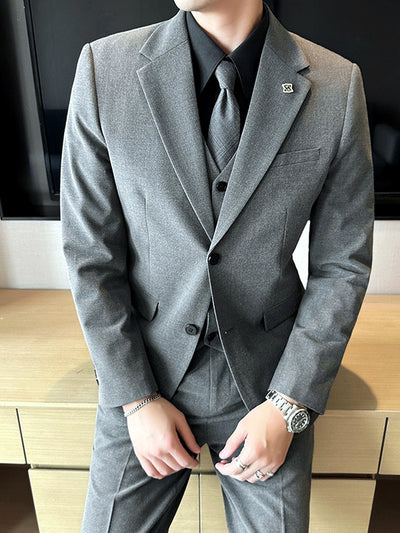 Men's Lightweight Business Blazer and Pants Set Casual Suit Outfit in Gray - product view