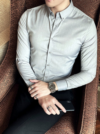 Casual Short Sleeve Shirt in Light Gray - product view