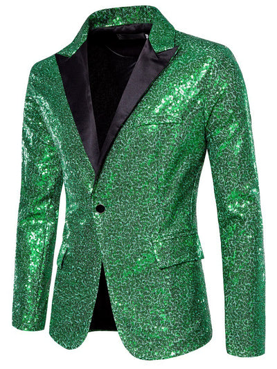 Men's Slim Fit Long Sleeve Blazer for Everyday Smart-Casual Wear in Green - product view