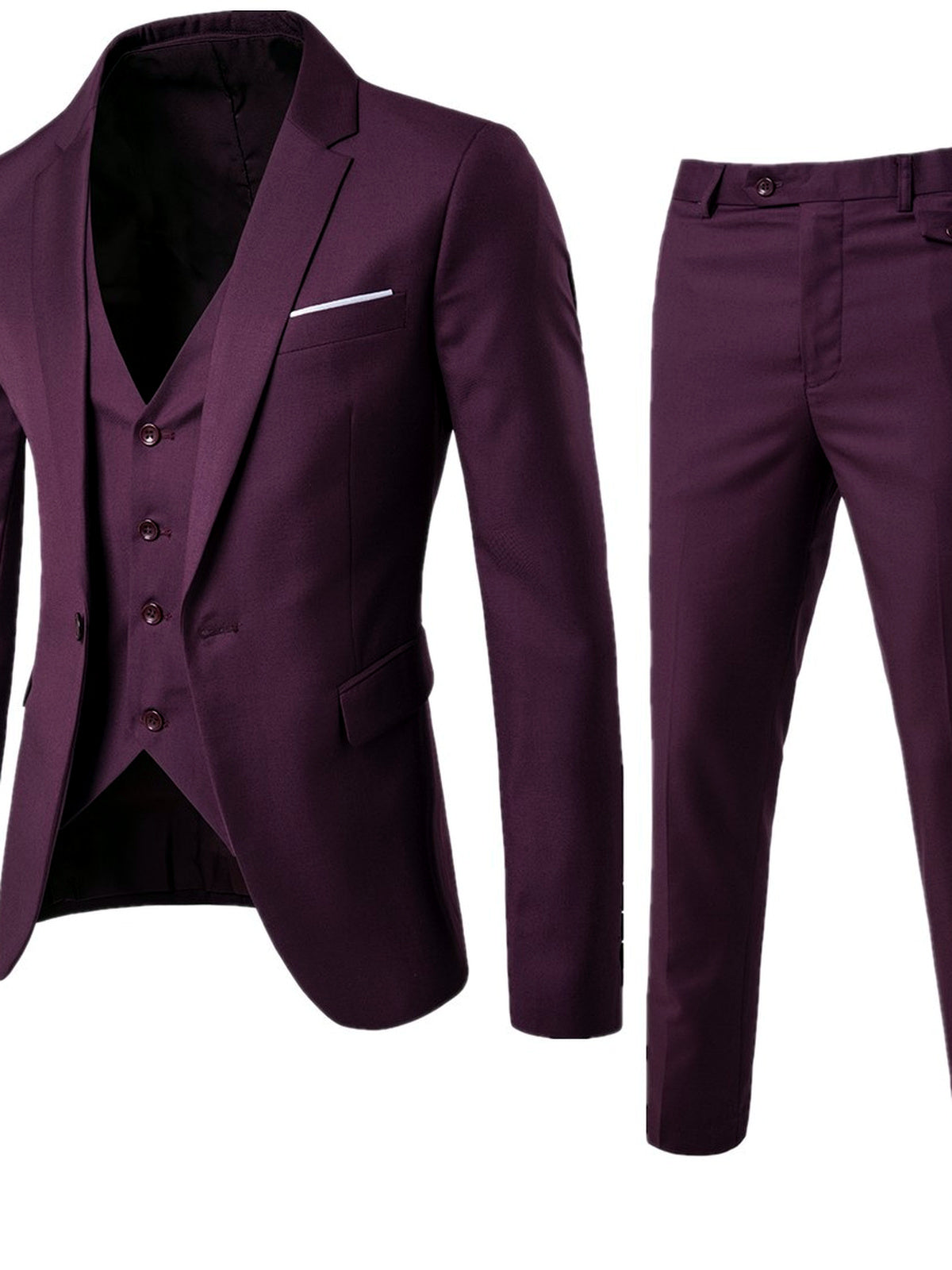 Men's Lightweight Business Blazer and Pants Set Casual Suit Outfit in Red - product view