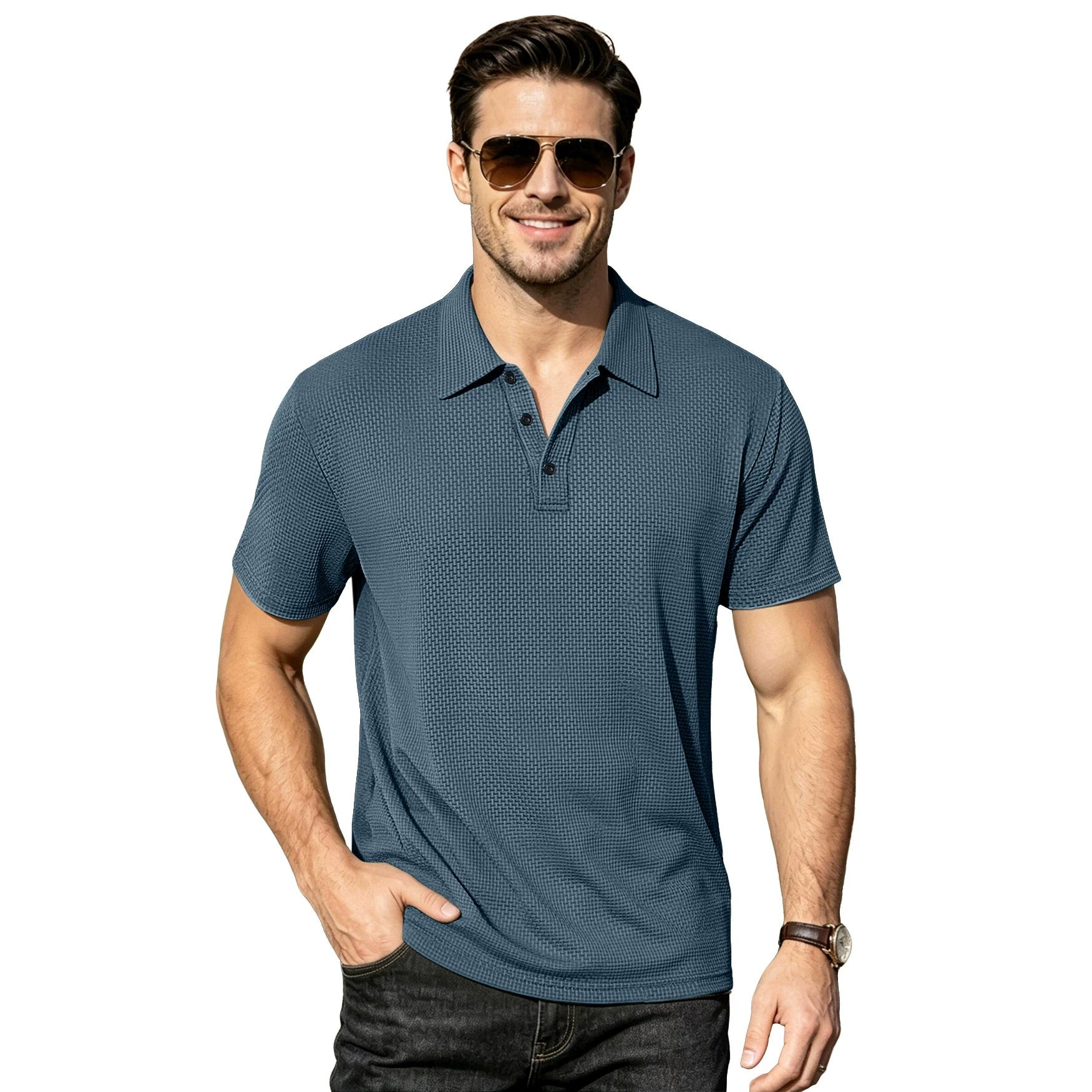 Men's Quick-Dry Henley Short Sleeve T-Shirt product image