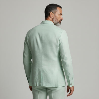 Men's Mint Green Multi-Pocket Turndown Collar Single Breasted Safari Jacket