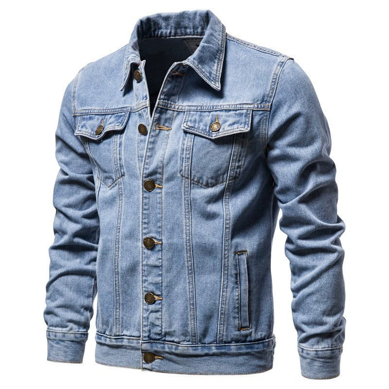 Men's Denim Jacket Slim Fit Casual Cotton Jean Jacket Streetwear Outerwear product image