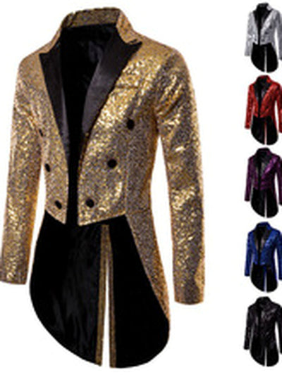 Men's Jacquard Blazer Suit Jacket One Button Party Banquet Formal Outfit - product detail view 3
