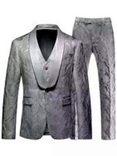 Men's Jacquard Blazer Suit Jacket One Button Party Banquet Formal Outfit - product detail view 2
