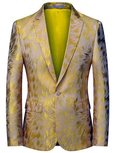 Men's Jacquard Blazer Suit Jacket One Button Party Banquet Formal Outfit - product detail view 2