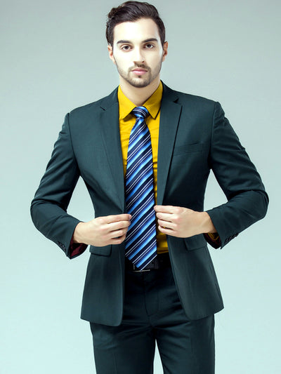 Men's Lightweight Business Blazer and Pants Set Casual Suit Outfit in Army Green - product view