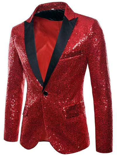 Men's Slim Fit Long Sleeve Blazer for Everyday Smart-Casual Wear in Red - product view