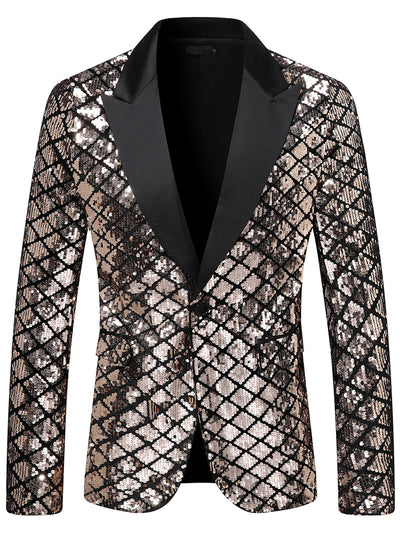 Men's Jacquard Blazer Suit Jacket One Button Party Banquet Formal Outfit - product detail view 1