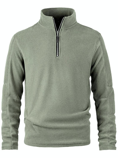 Men's Stand Collar Long Sleeve Sweatshirt Casual in Army Green - product view
