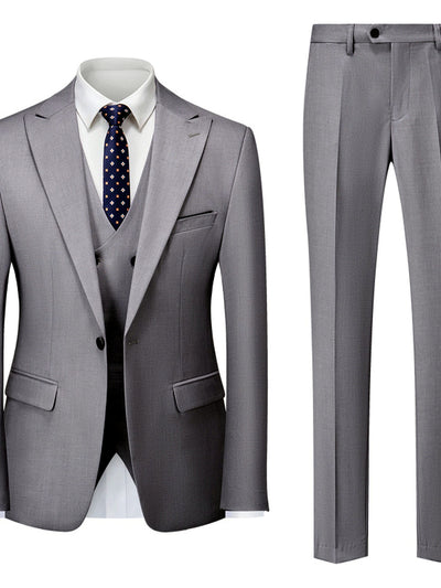 Men's Lightweight Business Blazer and Pants Set Casual Suit Outfit in Light Gray - product view