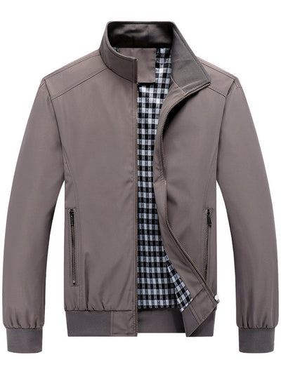 Men's Lapel Collar Slim Fit Long Sleeve Jacket for Everyday Smart-Casual Wear in Elephant Gray - product view
