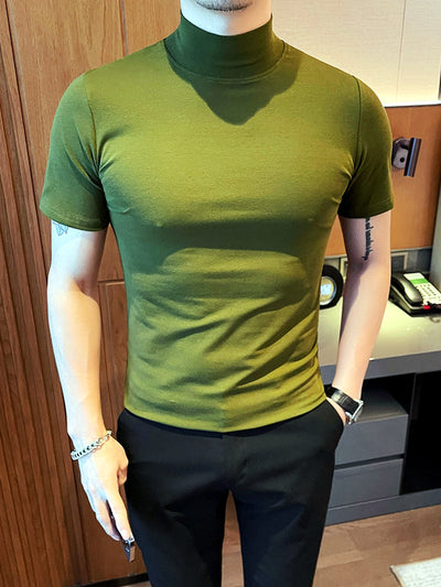 Men's Quick-Dry Henley Short Sleeve T-Shirt in Army Green - product view