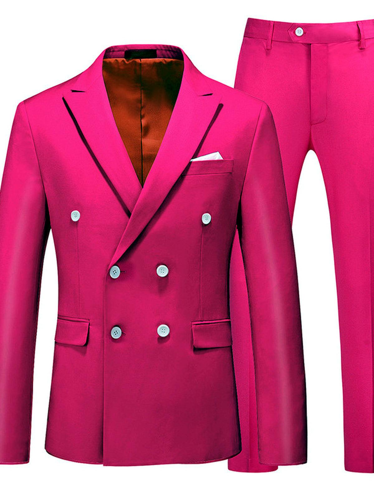 Men's Lightweight Business Blazer and Pants Set Casual Suit Outfit in Rose Red - product view