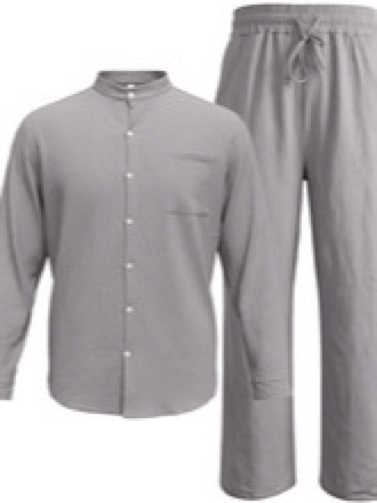 Men's Linen Blend Summer Shirt and Pants Set Lightweight Casual Beach Outfit product image