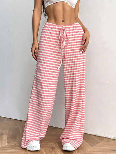 Women's Elastic Waist Drawstring Straight Leg Pants Casual Vacation Trousers product image