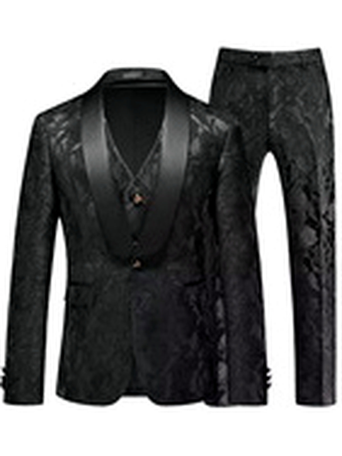 Men's Jacquard Blazer Suit Jacket One Button Party Banquet Formal Outfit - product detail view 3