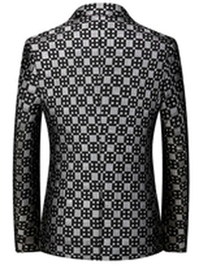 Men's Jacquard Blazer Suit Jacket One Button Party Banquet Formal Outfit - product detail view 4