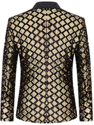 Men's Jacquard Blazer Suit Jacket One Button Party Banquet Formal Outfit - product detail view 2