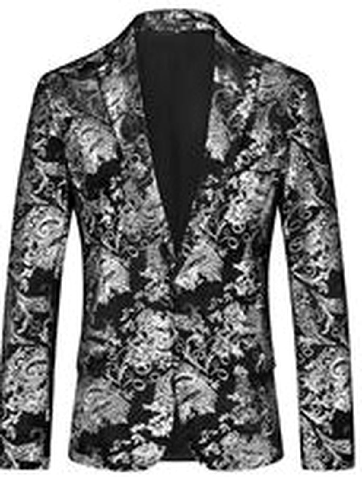Men's Printed Slim Fit Single-Breasted Blazer for Everyday Smart-Casual Wear - product detail view 2