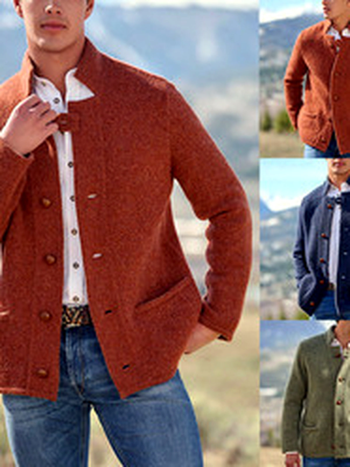 Men's Lapel Collar Solid Color Long Sleeve Blazer Casual Winter - product detail view 6