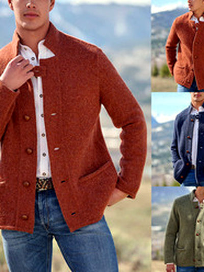Men's Lapel Collar Solid Color Long Sleeve Blazer Casual Winter - product detail view 6