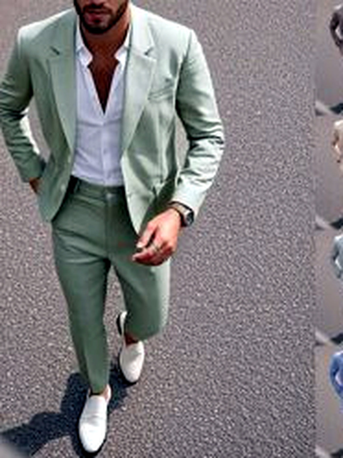 Men's Lightweight Business Blazer and Pants Set Casual Suit Outfit - product detail view 6