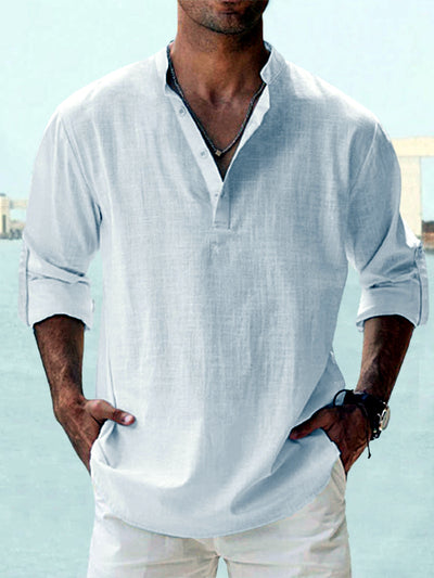 Men's Quick-Dry Henley Short Sleeve T-Shirt in Green - product view