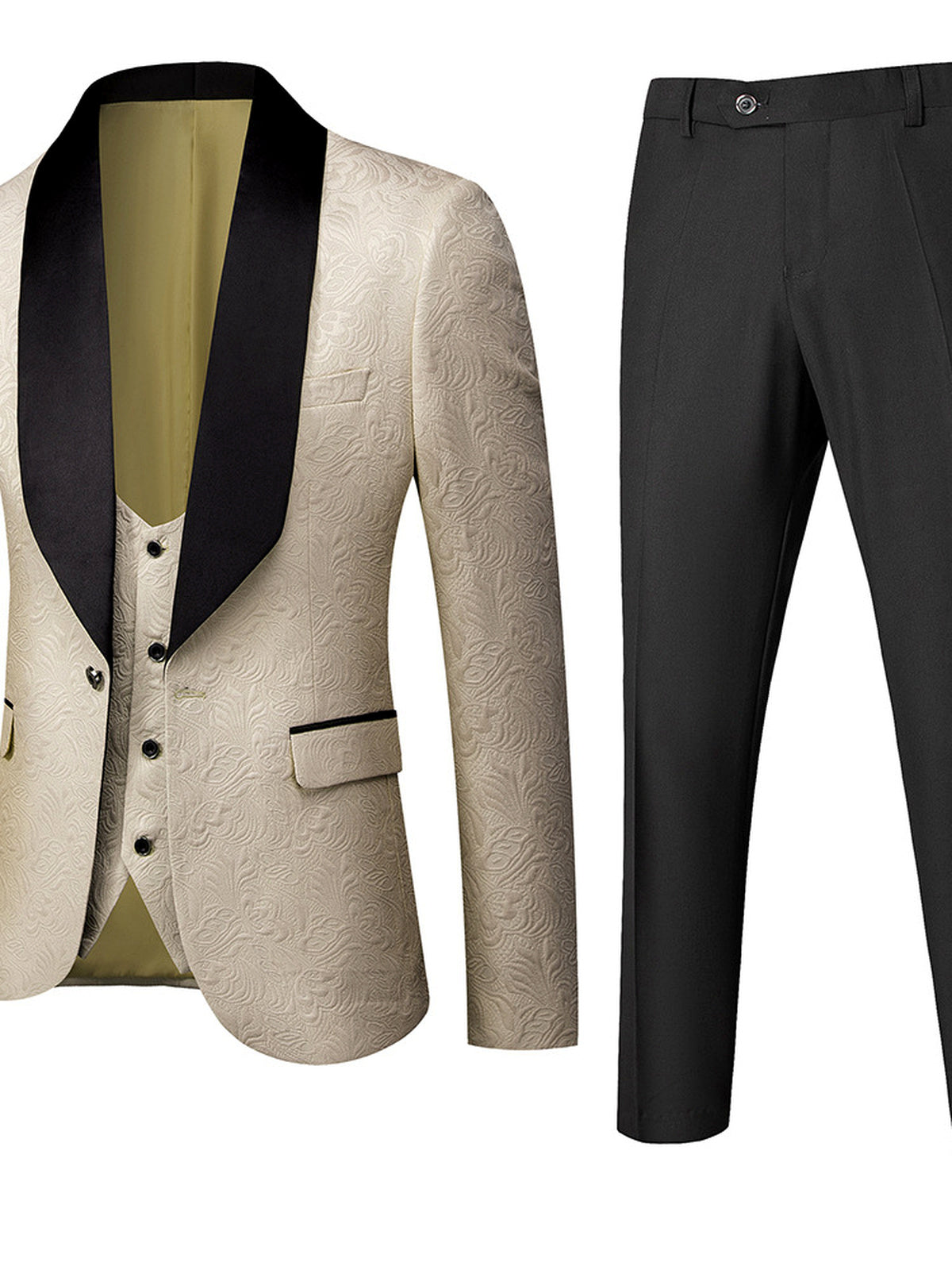 Men's Lightweight Business Blazer and Pants Set Casual Suit Outfit in Beige - product view