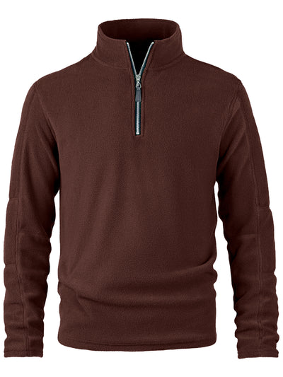 Men's Stand Collar Long Sleeve Sweatshirt Casual in Brown - product view