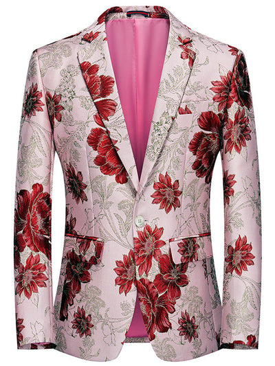 Men's Jacquard Blazer Suit Jacket One Button Party Banquet Formal Outfit - product detail view 2